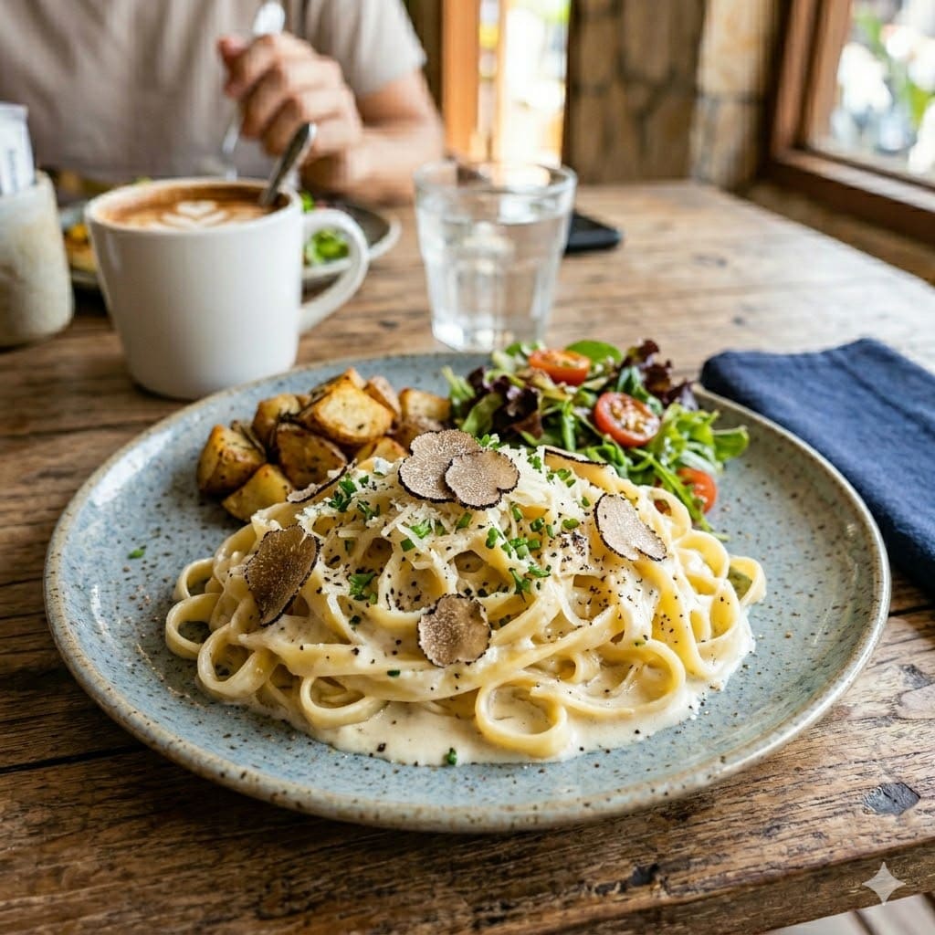 Truffle Cream Fettuccine dari Simetri Home Coffee Roasters